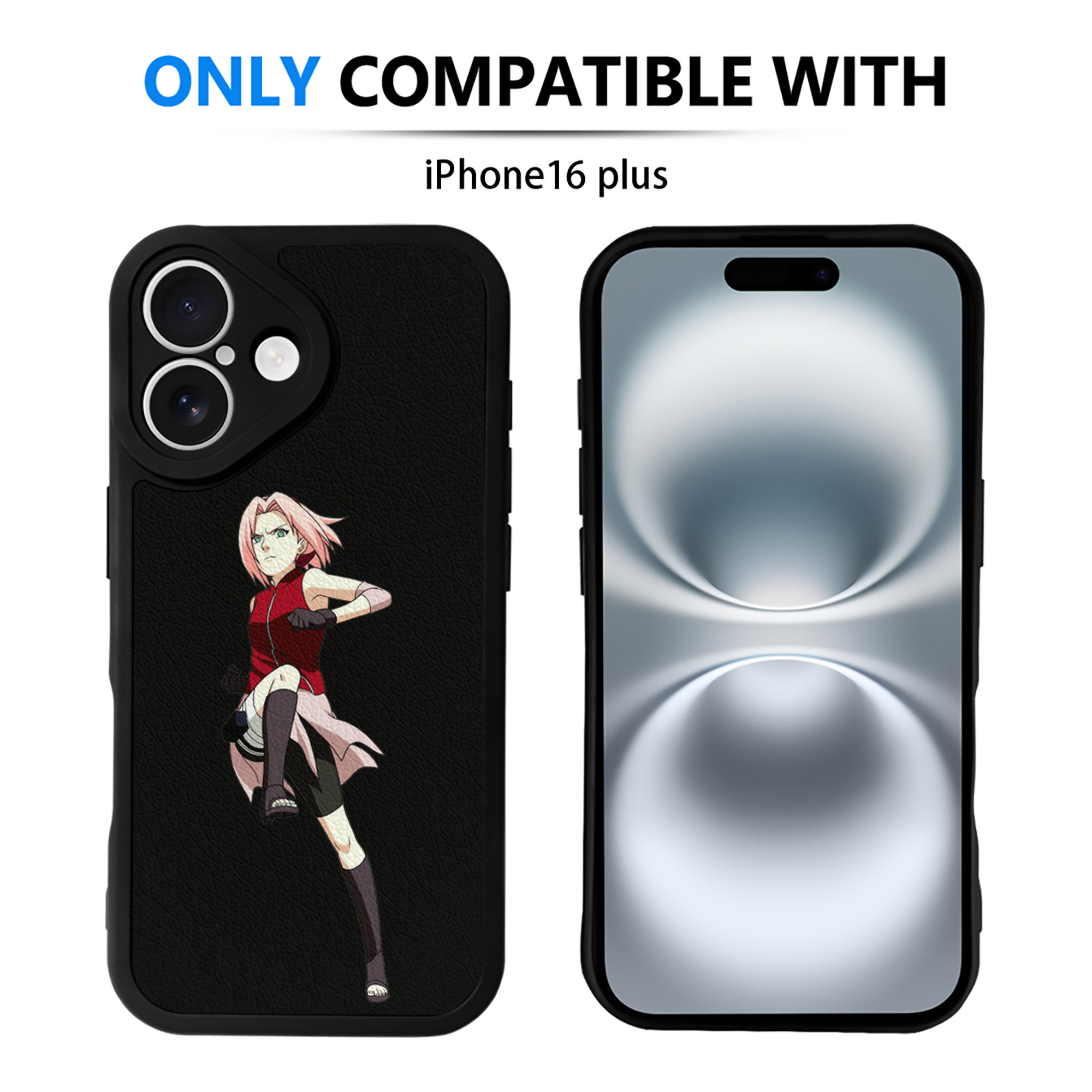 （画像用） NARUTO -ナルト- 春野サクラ Haruno Sakura 【iPhone 16シリーズ対応】シリコンスマホケース（レザー調） 材質：シリコン